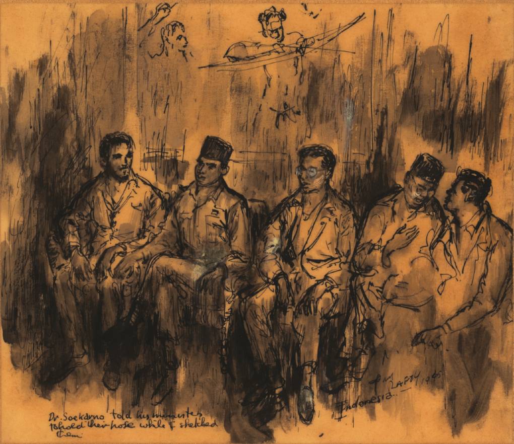 Dr. Sukarno’s ministers by Tony Rafty, c. 1945. National Library of Australia