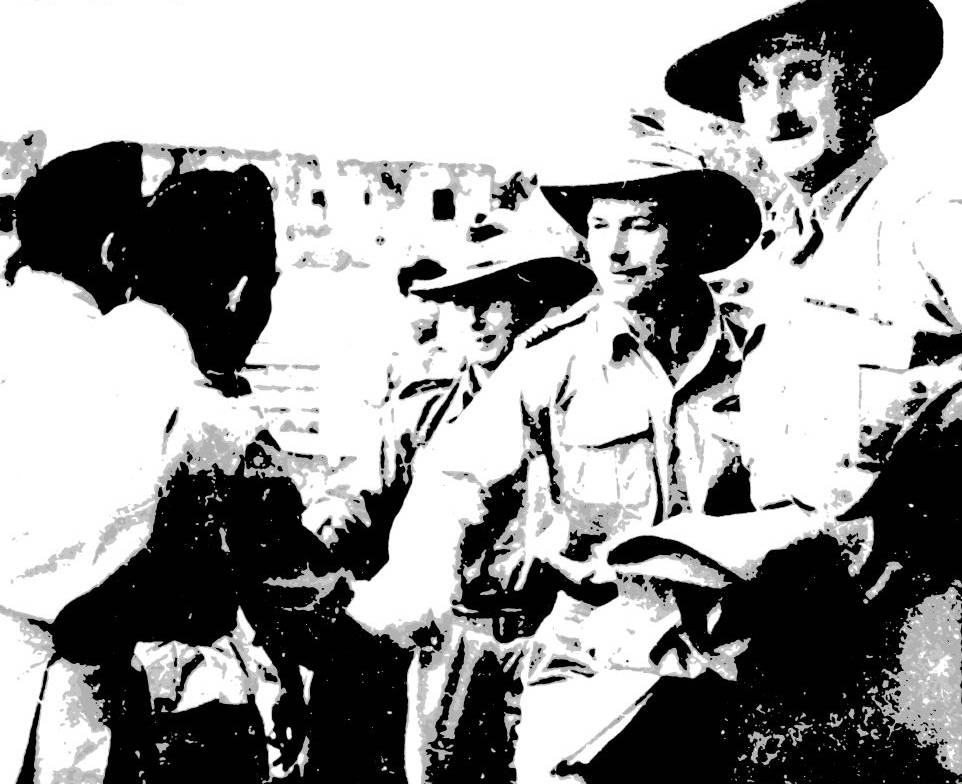 Australian military observers being welcomed by Republican officers in Yogyakarta on 14 September 1947. National Library of Australia